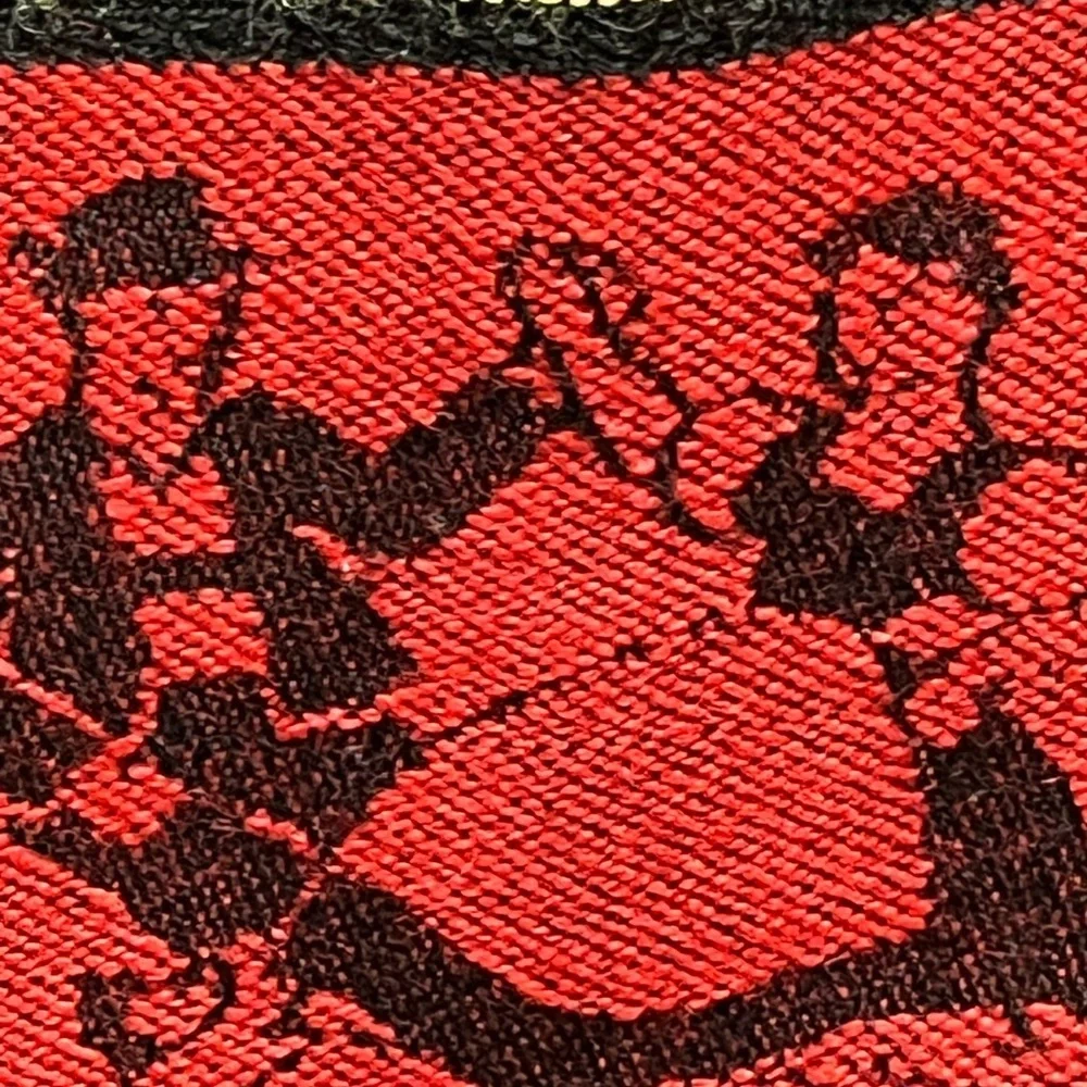 Vintage Black Scarf with Red and Yellow Woven Scandinavian Wrap 17” x 41”